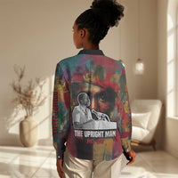 Thomas Sankara Burkina Faso Women Casual Shirt with Bold Portrait and The Upright Man Tribute Design - Wonder Print Shop