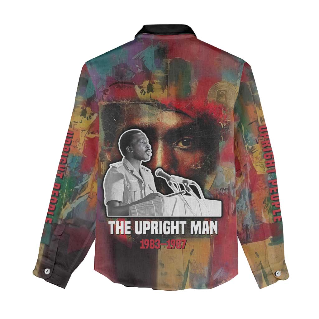 Thomas Sankara Burkina Faso Women Casual Shirt with Bold Portrait and The Upright Man Tribute Design - Wonder Print Shop