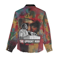 Thomas Sankara Burkina Faso Women Casual Shirt with Bold Portrait and The Upright Man Tribute Design - Wonder Print Shop