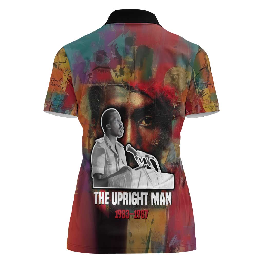 Thomas Sankara Burkina Faso Women Polo Shirt with Bold Portrait and The Upright Man Tribute Design - Wonder Print Shop