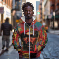Thomas Sankara Burkina Faso Zip Hoodie with Bold Portrait and The Upright Man Tribute Design - Wonder Print Shop