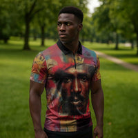 Thomas Sankara Burkina Faso Zipper Polo Shirt with Bold Portrait and The Upright Man Tribute Design - Wonder Print Shop