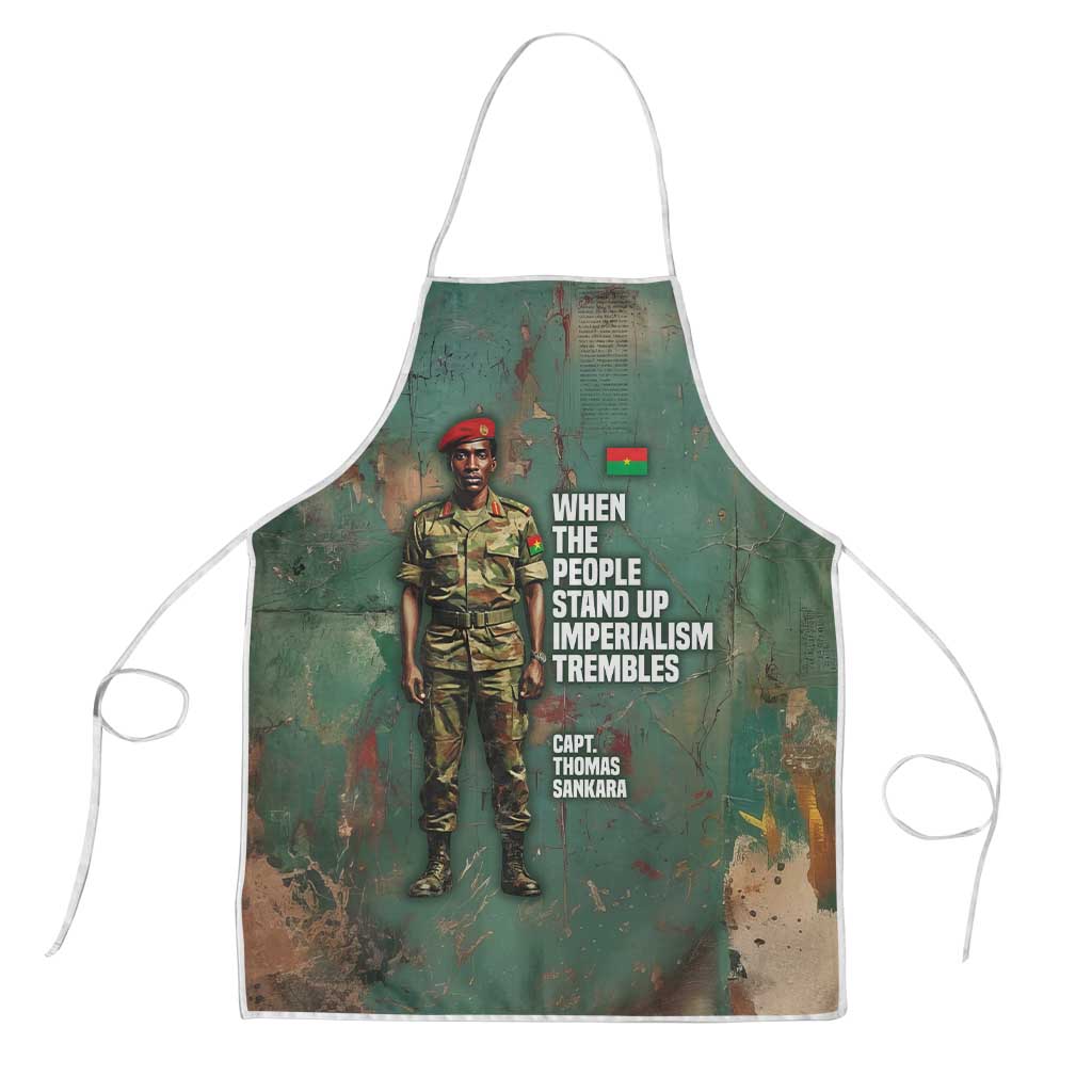 Burkina Faso Thomas Sankara Apron with Military Stance and Anti-Imperialist Quote Tribute Design - Wonder Print Shop