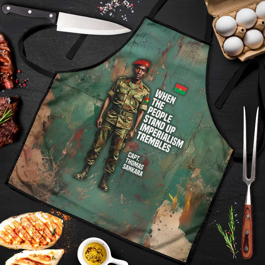 Burkina Faso Thomas Sankara Apron with Military Stance and Anti-Imperialist Quote Tribute Design - Wonder Print Shop