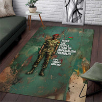 Burkina Faso Thomas Sankara Area Rug with Military Stance and Anti-Imperialist Quote Tribute Design - Wonder Print Shop
