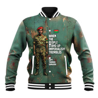 Burkina Faso Thomas Sankara Baseball Jacket with Military Stance and Anti-Imperialist Quote Tribute Design - Wonder Print Shop