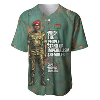 Burkina Faso Thomas Sankara Baseball Jersey with Military Stance and Anti-Imperialist Quote Tribute Design - Wonder Print Shop