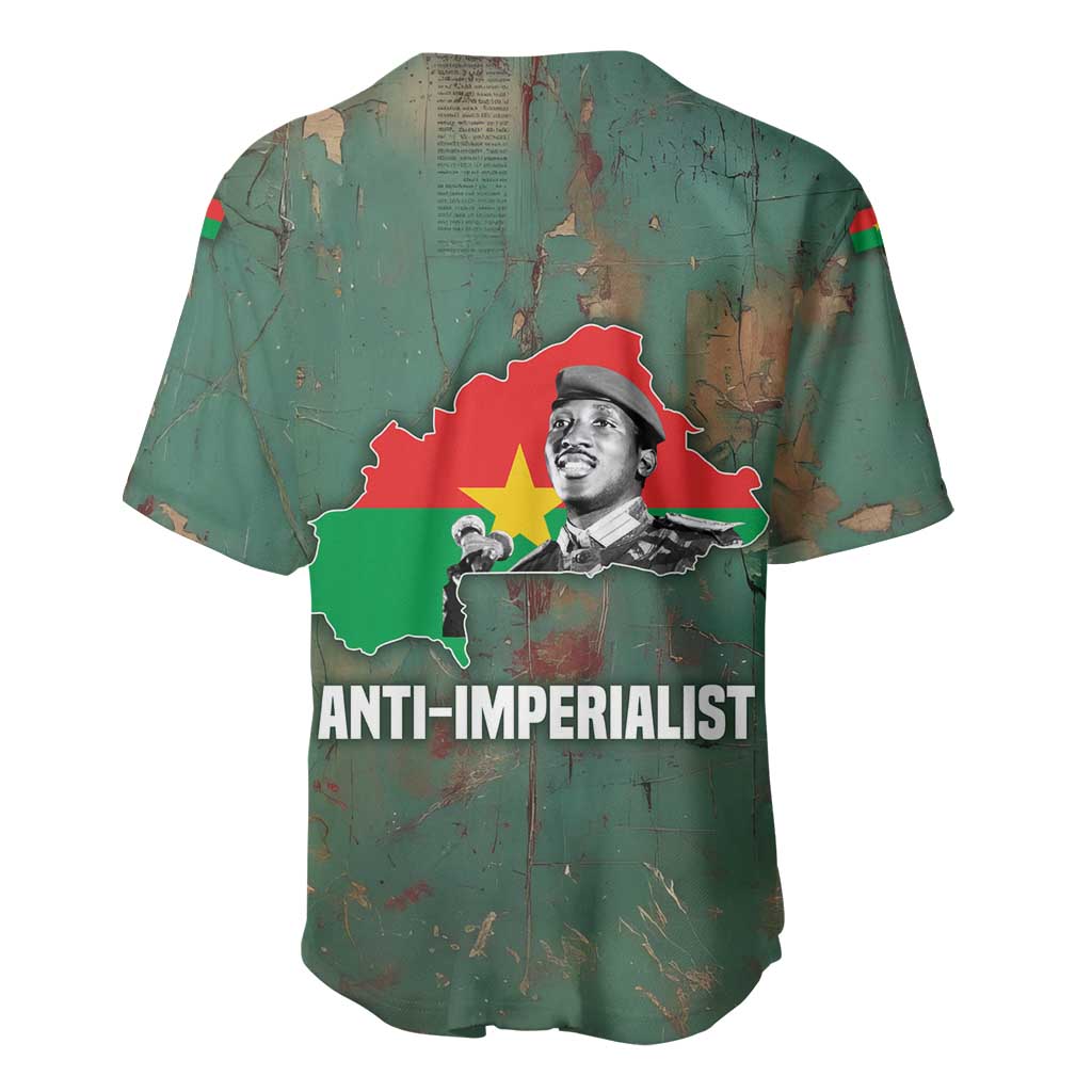 Burkina Faso Thomas Sankara Baseball Jersey with Military Stance and Anti-Imperialist Quote Tribute Design - Wonder Print Shop
