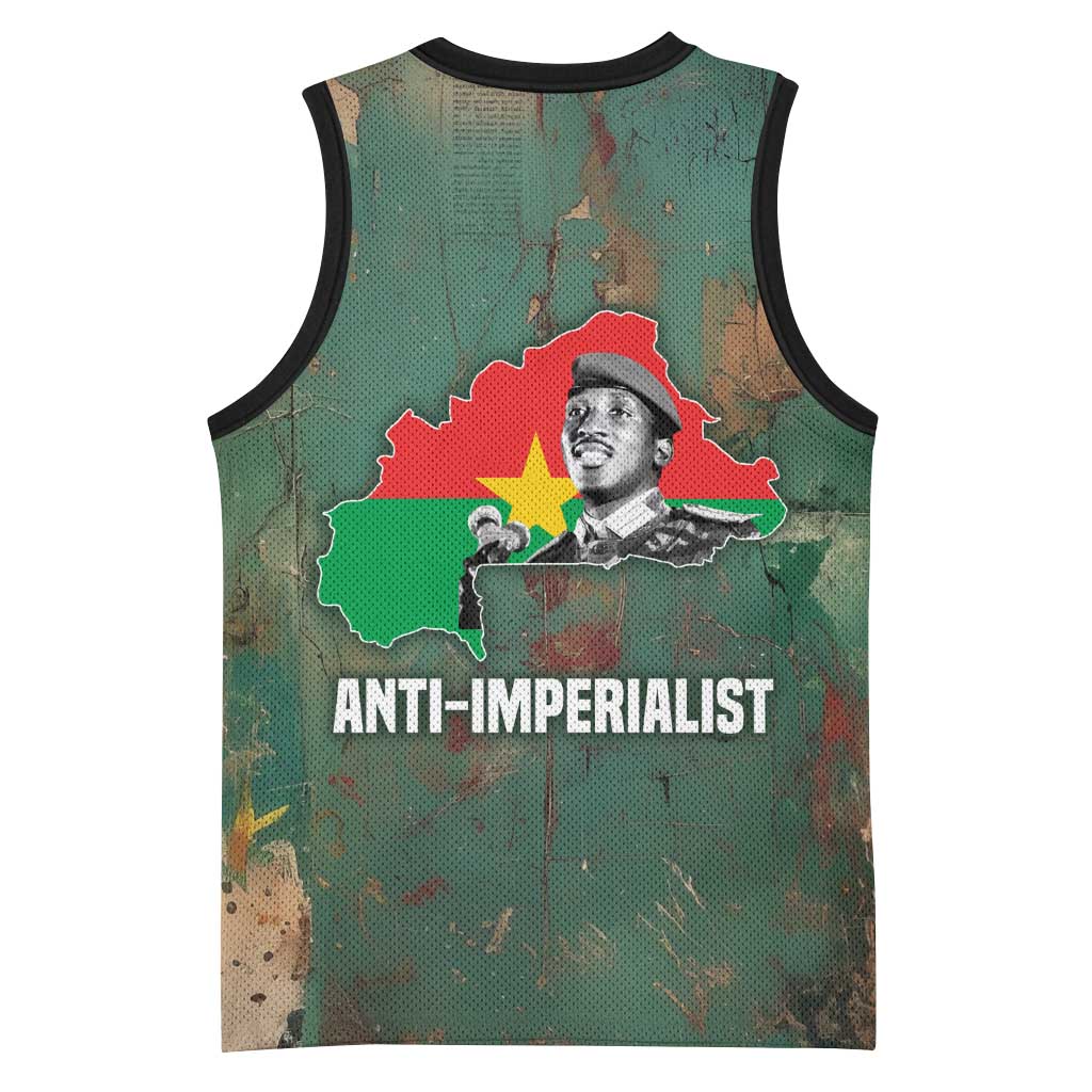 Burkina Faso Thomas Sankara Basketball Jersey with Military Stance and Anti-Imperialist Quote Tribute Design - Wonder Print Shop