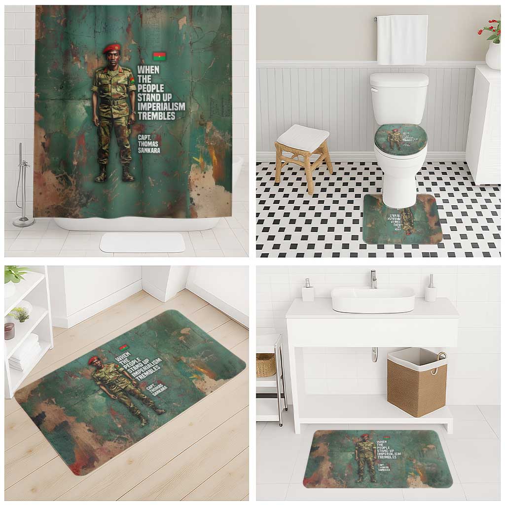 Burkina Faso Thomas Sankara Bathroom Set with Military Stance and Anti-Imperialist Quote Tribute Design - Wonder Print Shop