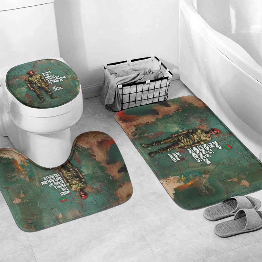 Burkina Faso Thomas Sankara Bathroom Set with Military Stance and Anti-Imperialist Quote Tribute Design - Wonder Print Shop