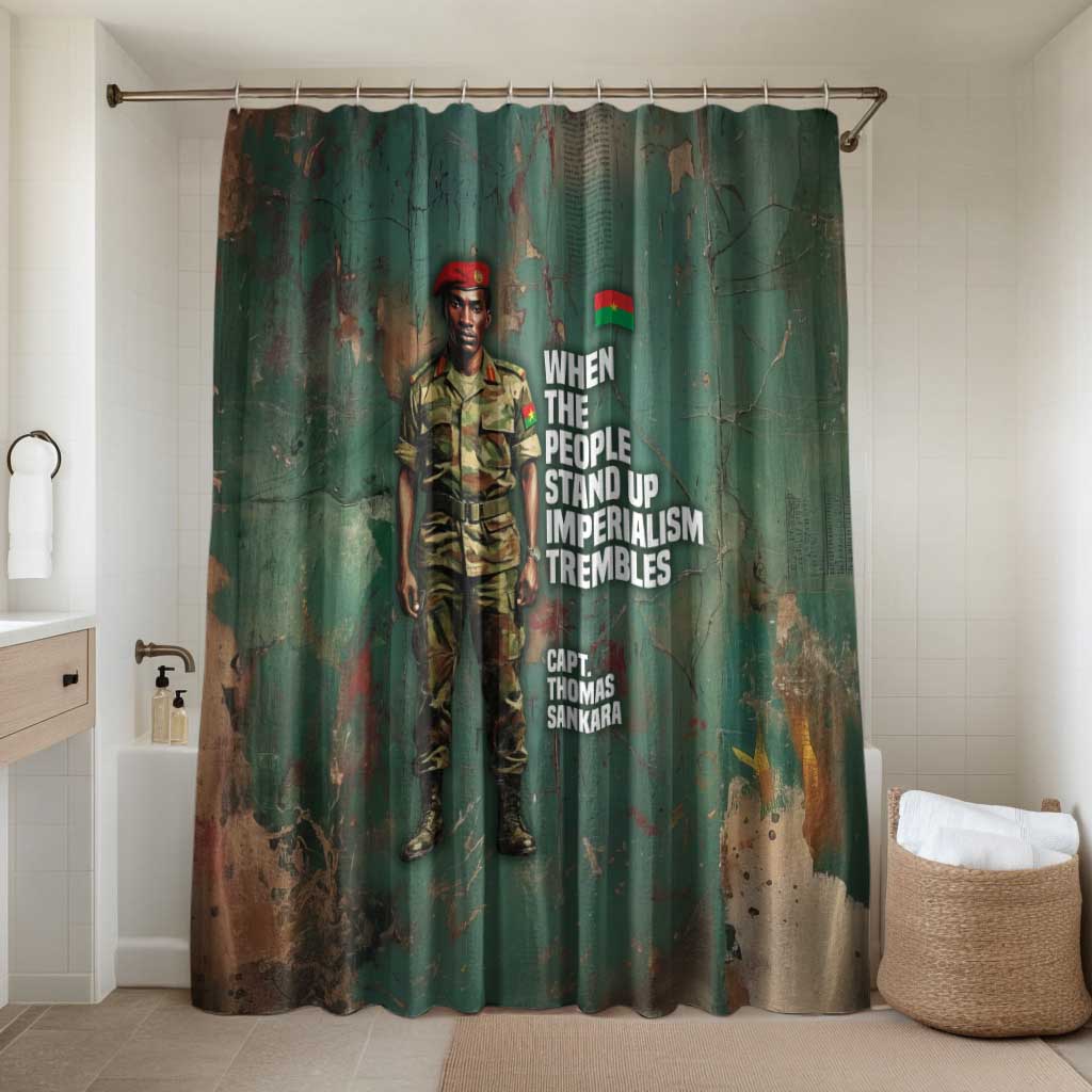 Burkina Faso Thomas Sankara Bathroom Set with Military Stance and Anti-Imperialist Quote Tribute Design - Wonder Print Shop