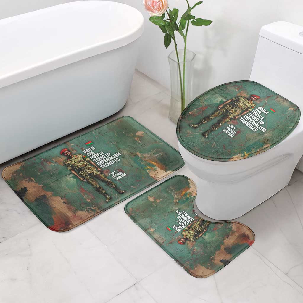 Burkina Faso Thomas Sankara Bathroom Set with Military Stance and Anti-Imperialist Quote Tribute Design - Wonder Print Shop