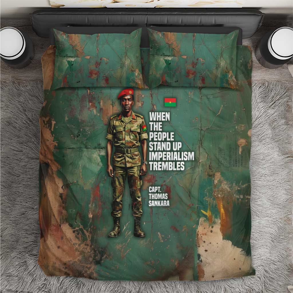 Burkina Faso Thomas Sankara Bedding Set with Military Stance and Anti-Imperialist Quote Tribute Design - Wonder Print Shop