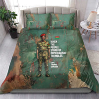 Burkina Faso Thomas Sankara Bedding Set with Military Stance and Anti-Imperialist Quote Tribute Design - Wonder Print Shop