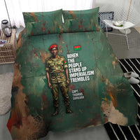 Burkina Faso Thomas Sankara Bedding Set with Military Stance and Anti-Imperialist Quote Tribute Design - Wonder Print Shop