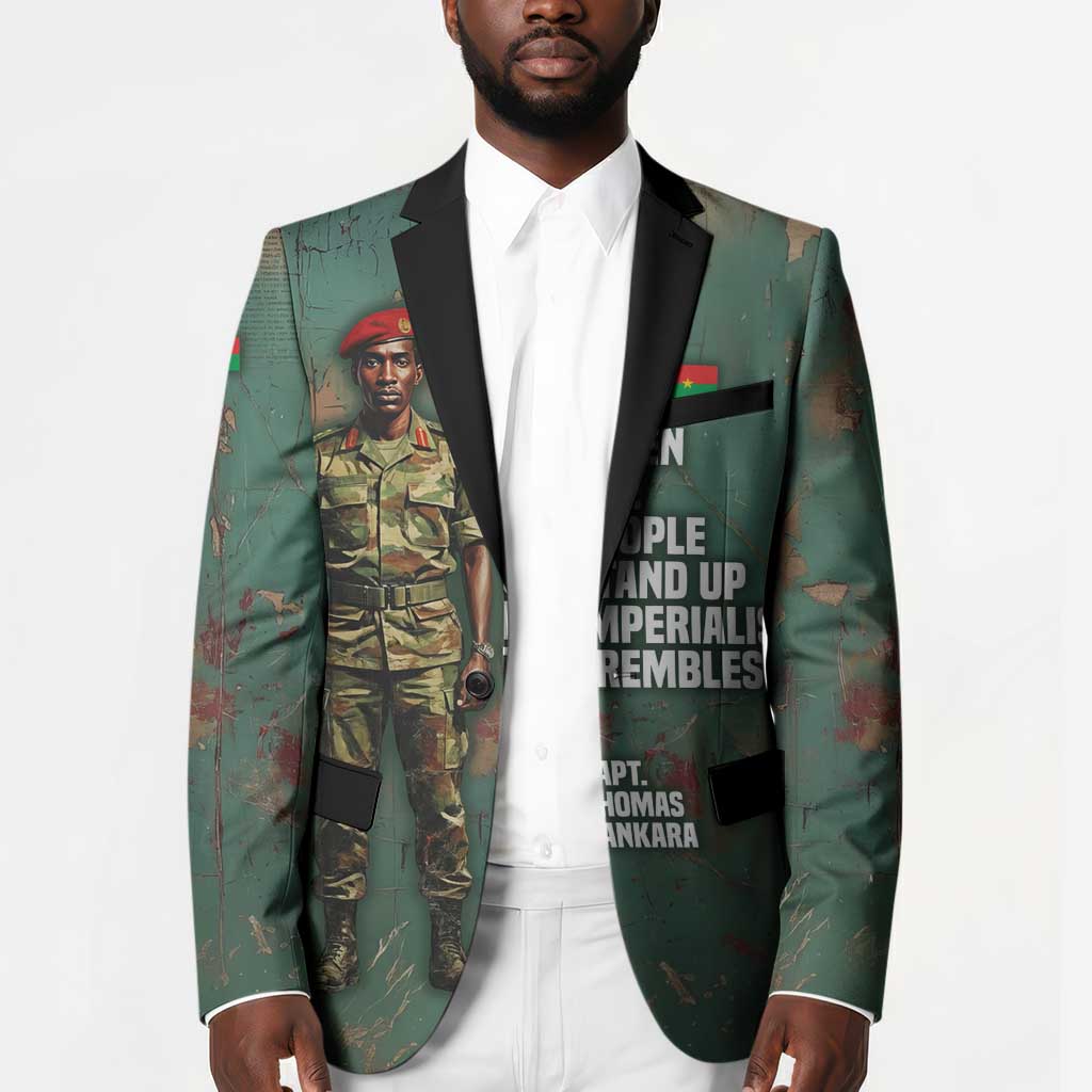 Burkina Faso Thomas Sankara Blazer with Military Stance and Anti-Imperialist Quote Tribute Design - Wonder Print Shop