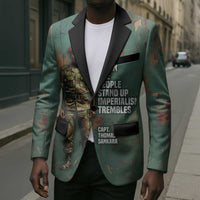 Burkina Faso Thomas Sankara Blazer with Military Stance and Anti-Imperialist Quote Tribute Design - Wonder Print Shop