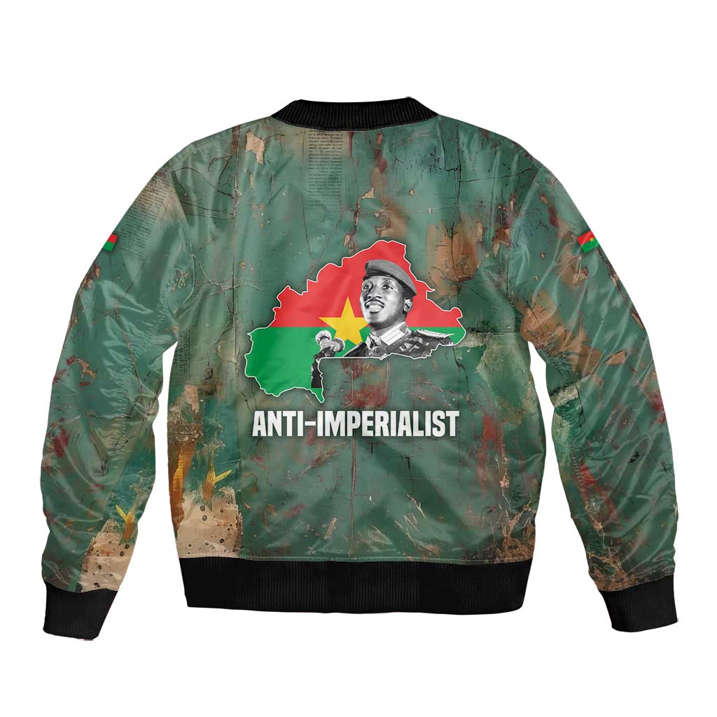 Burkina Faso Thomas Sankara Bomber Jacket with Military Stance and Anti-Imperialist Quote Tribute Design - Wonder Print Shop