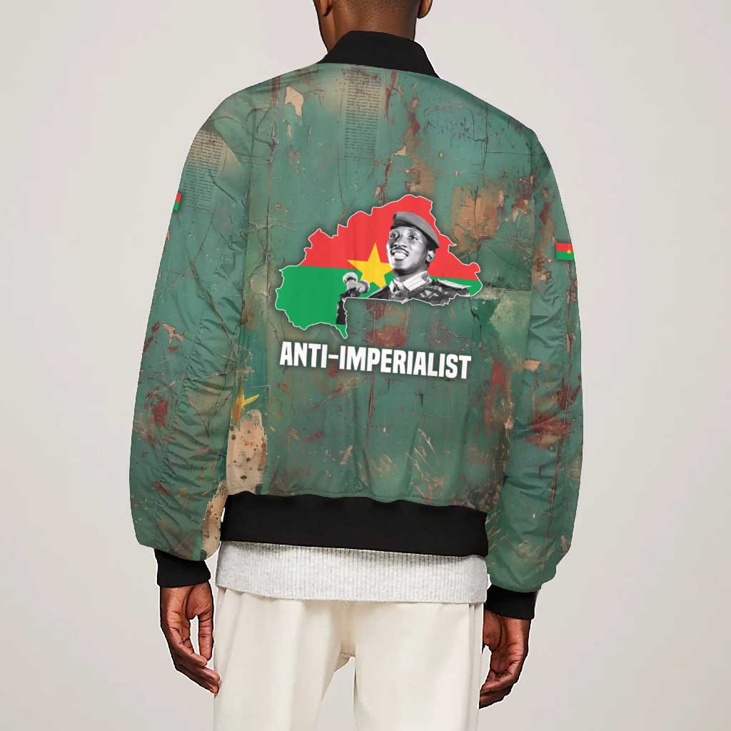 Burkina Faso Thomas Sankara Bomber Jacket with Military Stance and Anti-Imperialist Quote Tribute Design - Wonder Print Shop