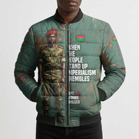 Burkina Faso Thomas Sankara Bomber Puffer Jacket with Military Stance and Anti-Imperialist Quote Tribute Design - Wonder Print Shop