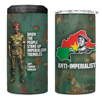 Burkina Faso Thomas Sankara 4 in 1 Can Cooler Tumbler with Military Stance and Anti-Imperialist Quote Tribute Design - Wonder Print Shop