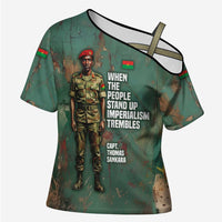 Burkina Faso Thomas Sankara Cross Shoulder Shirt with Military Stance and Anti-Imperialist Quote Tribute Design - Wonder Print Shop