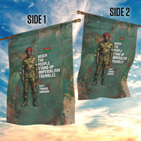 Burkina Faso Thomas Sankara Garden Flag with Military Stance and Anti-Imperialist Quote Tribute Design - Wonder Print Shop