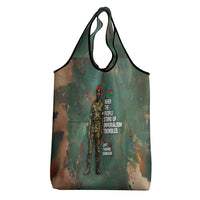 Burkina Faso Thomas Sankara Grocery Bag with Military Stance and Anti-Imperialist Quote Tribute Design - Wonder Print Shop