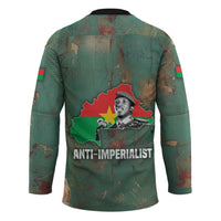 Burkina Faso Thomas Sankara Hockey Jersey with Military Stance and Anti-Imperialist Quote Tribute Design - Wonder Print Shop