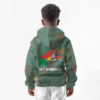 Burkina Faso Thomas Sankara Kid Hoodie with Military Stance and Anti-Imperialist Quote Tribute Design - Wonder Print Shop