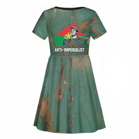 Burkina Faso Thomas Sankara Kid Short Sleeve Dress with Military Stance and Anti-Imperialist Quote Tribute Design - Wonder Print Shop