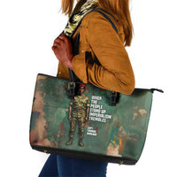 Burkina Faso Thomas Sankara Leather Tote Bag with Military Stance and Anti-Imperialist Quote Tribute Design - Wonder Print Shop