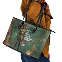 Burkina Faso Thomas Sankara Leather Tote Bag with Military Stance and Anti-Imperialist Quote Tribute Design - Wonder Print Shop
