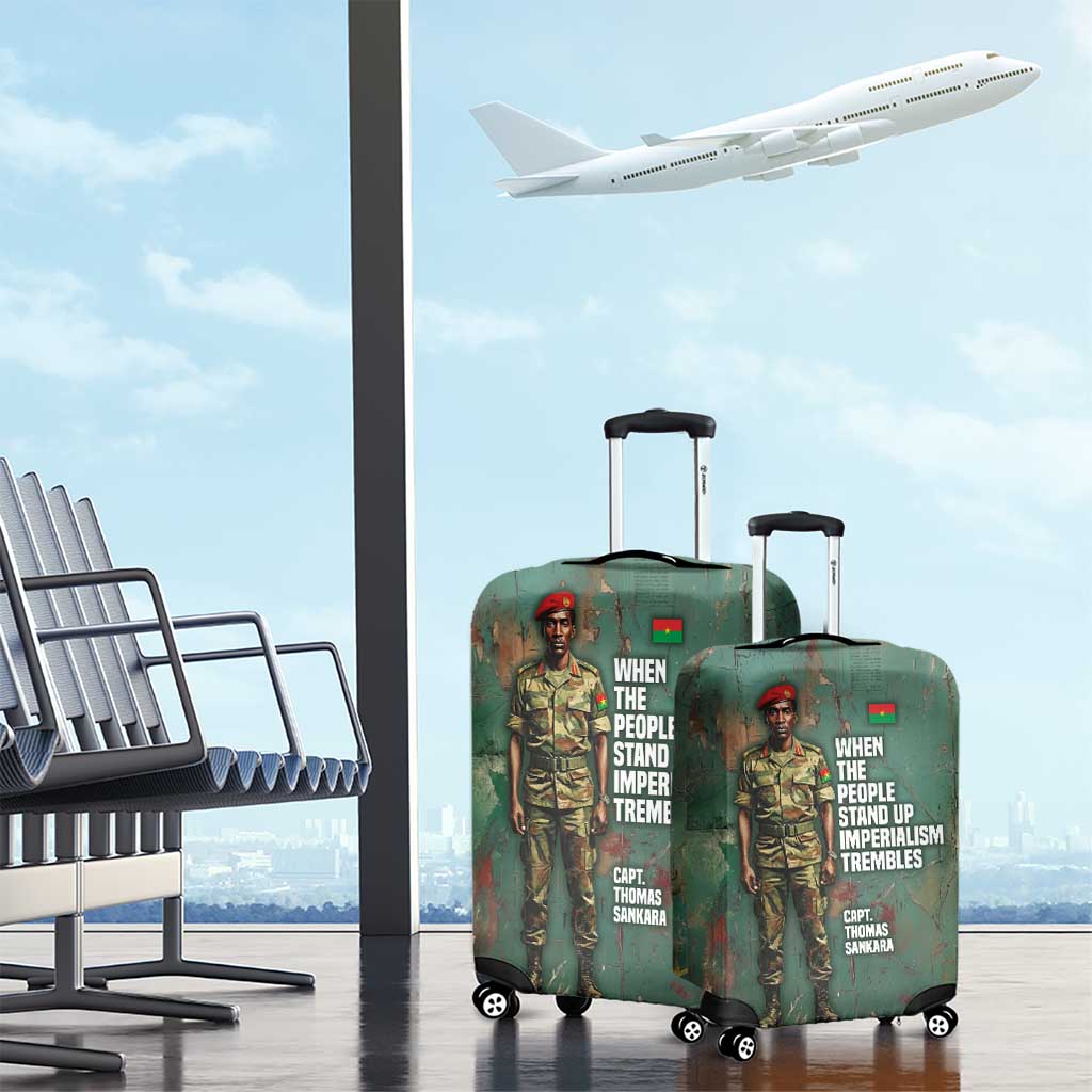 Burkina Faso Thomas Sankara Luggage Cover with Military Stance and Anti-Imperialist Quote Tribute Design - Wonder Print Shop