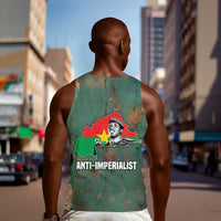 Burkina Faso Thomas Sankara Men Tank Top with Military Stance and Anti-Imperialist Quote Tribute Design - Wonder Print Shop