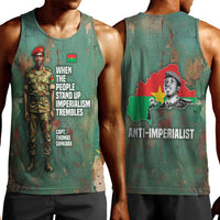Burkina Faso Thomas Sankara Men Tank Top with Military Stance and Anti-Imperialist Quote Tribute Design - Wonder Print Shop