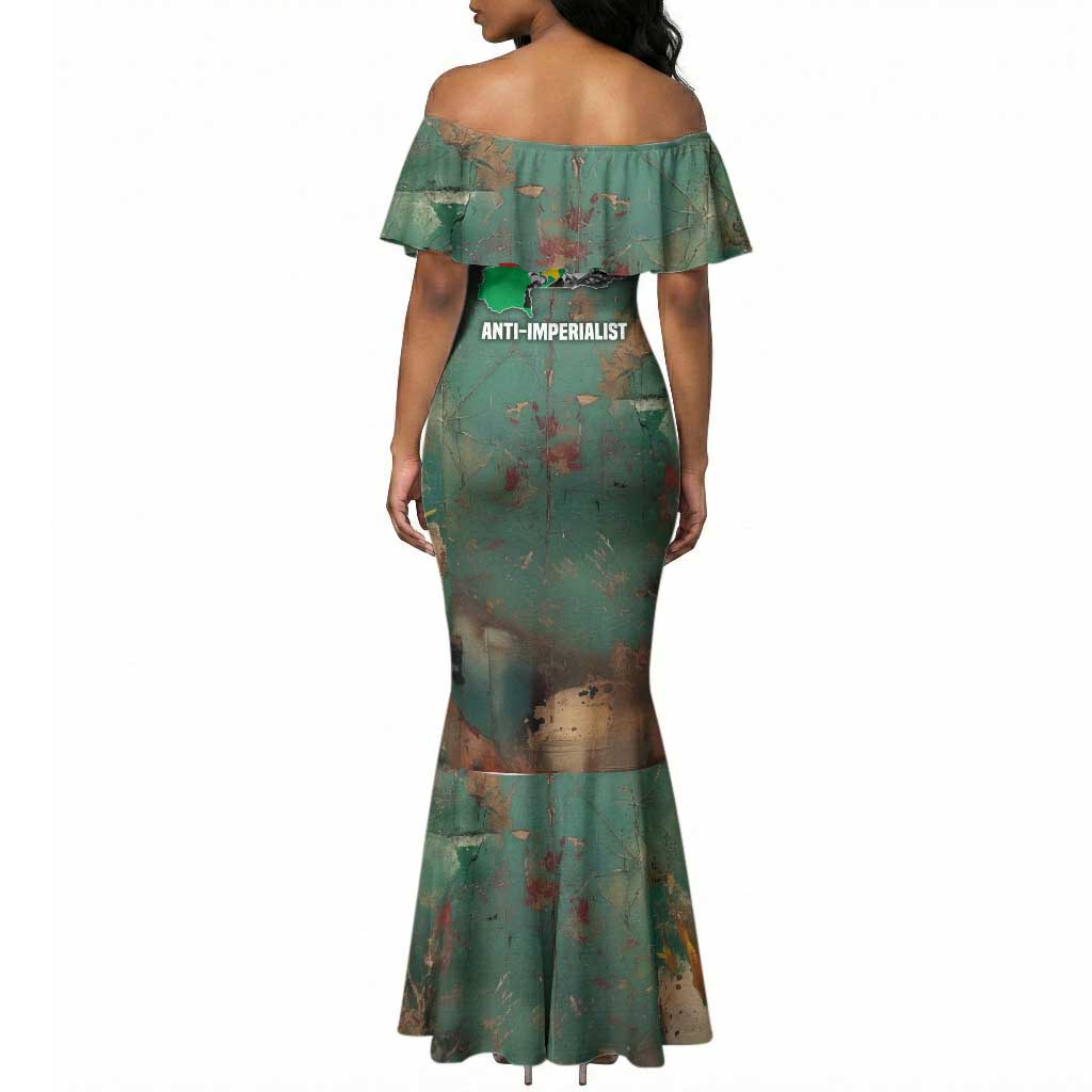 Burkina Faso Thomas Sankara Mermaid Dress with Military Stance and Anti-Imperialist Quote Tribute Design - Wonder Print Shop