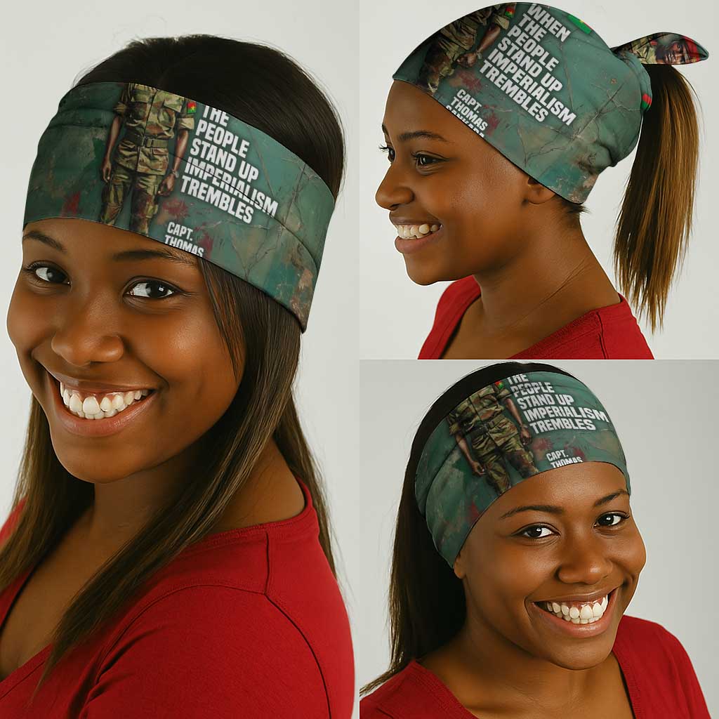 Burkina Faso Thomas Sankara Neck Gaiter with Military Stance and Anti-Imperialist Quote Tribute Design - Wonder Print Shop