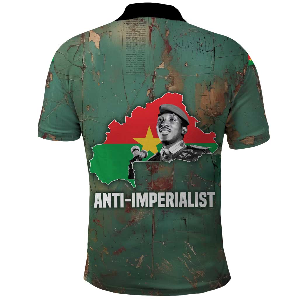 Burkina Faso Thomas Sankara Polo Shirt with Military Stance and Anti-Imperialist Quote Tribute Design - Wonder Print Shop