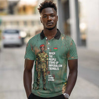 Burkina Faso Thomas Sankara Polo Shirt with Military Stance and Anti-Imperialist Quote Tribute Design - Wonder Print Shop