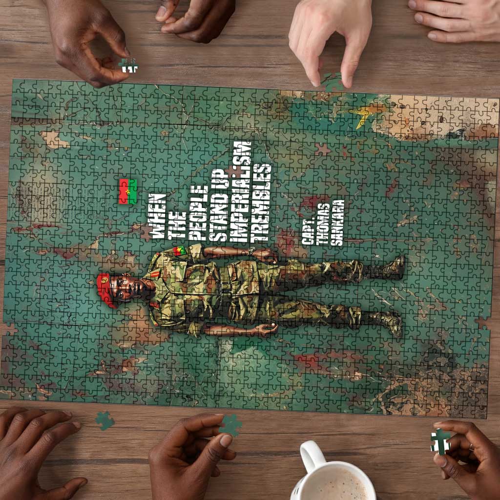 Burkina Faso Thomas Sankara Puzzle with Military Stance and Anti-Imperialist Quote Tribute Design - Wonder Print Shop