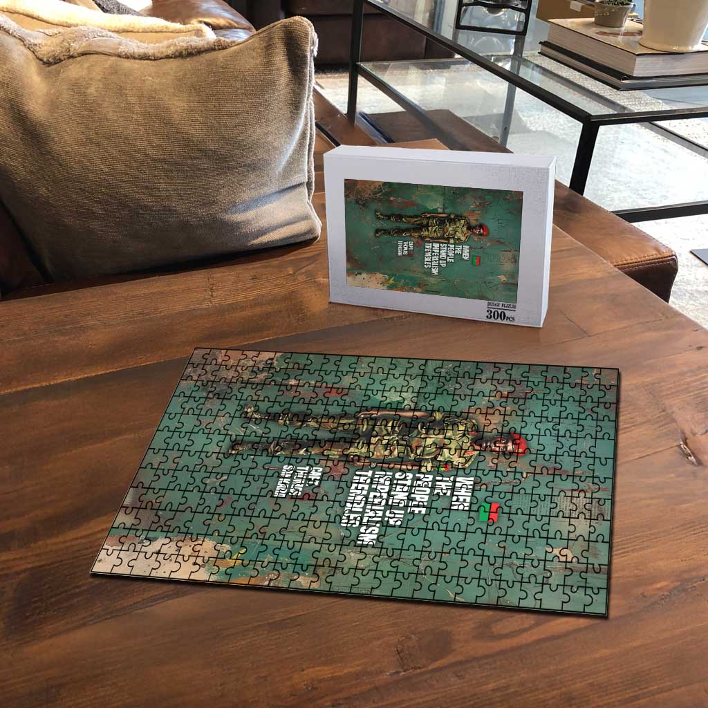 Burkina Faso Thomas Sankara Puzzle with Military Stance and Anti-Imperialist Quote Tribute Design - Wonder Print Shop