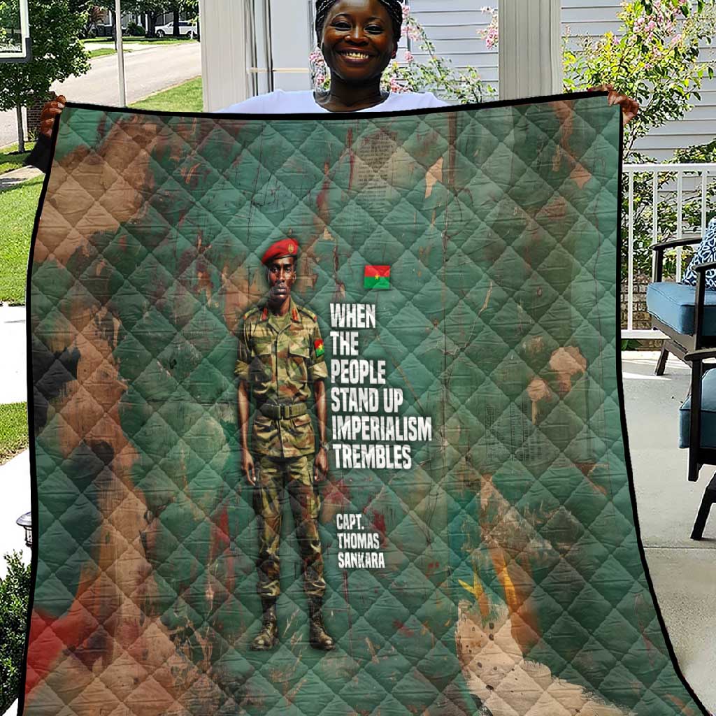 Burkina Faso Thomas Sankara Quilt with Military Stance and Anti-Imperialist Quote Tribute Design - Wonder Print Shop