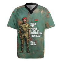 Burkina Faso Thomas Sankara Rugby Jersey with Military Stance and Anti-Imperialist Quote Tribute Design - Wonder Print Shop