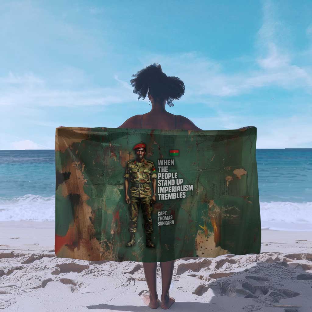 Burkina Faso Thomas Sankara Sarong with Military Stance and Anti-Imperialist Quote Tribute Design - Wonder Print Shop