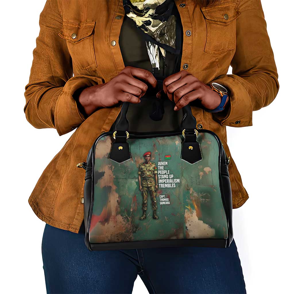 Burkina Faso Thomas Sankara Shoulder Handbag with Military Stance and Anti-Imperialist Quote Tribute Design - Wonder Print Shop