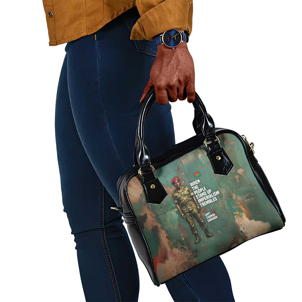 Burkina Faso Thomas Sankara Shoulder Handbag with Military Stance and Anti-Imperialist Quote Tribute Design - Wonder Print Shop
