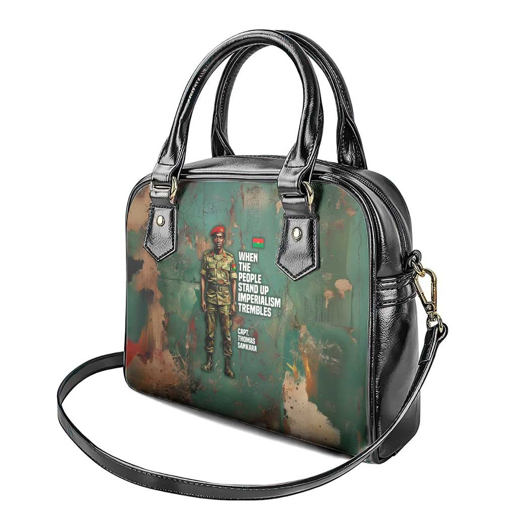 Burkina Faso Thomas Sankara Shoulder Handbag with Military Stance and Anti-Imperialist Quote Tribute Design - Wonder Print Shop