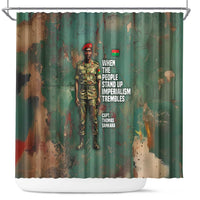 Burkina Faso Thomas Sankara Shower Curtain with Military Stance and Anti-Imperialist Quote Tribute Design - Wonder Print Shop